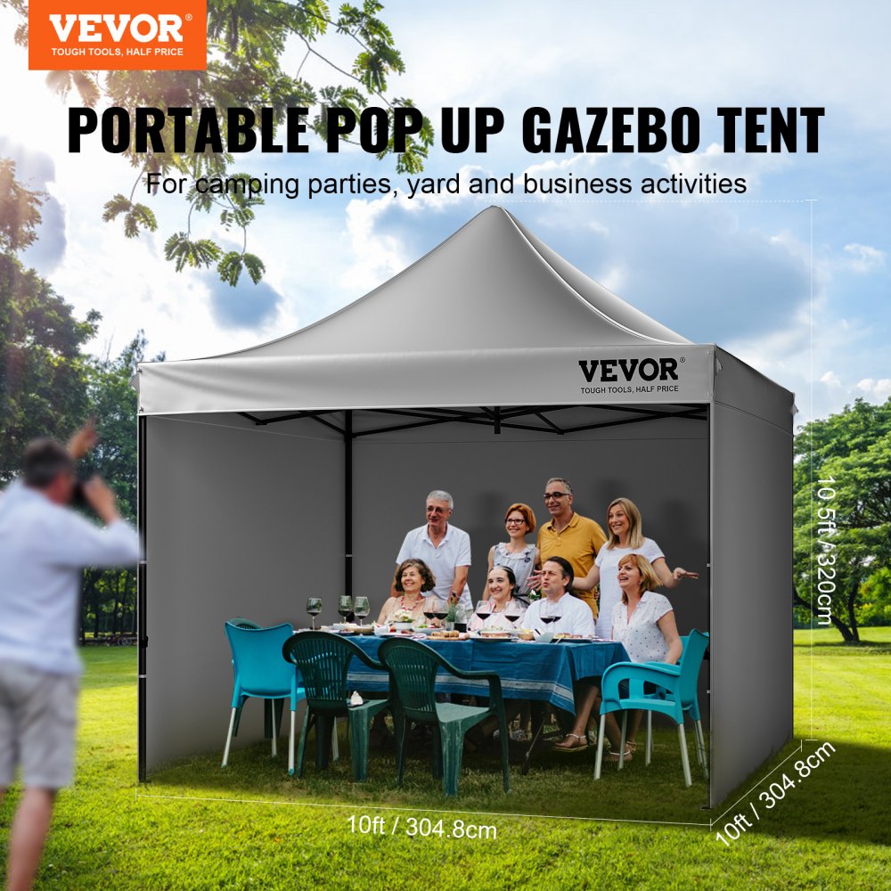 010413698777 - 10x10 FT VEVOR Canopy Tent with Heavy-Duty Frame