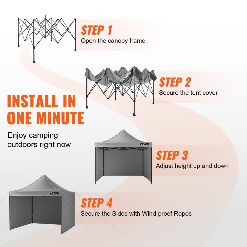 010413698777 - 10x10 FT VEVOR Canopy Tent with Heavy-Duty Frame