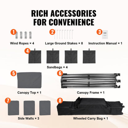 010413698777 - 10x10 FT VEVOR Canopy Tent with Heavy-Duty Frame