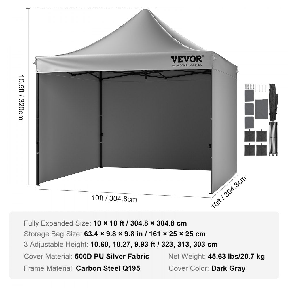 010413698777 - 10x10 FT VEVOR Canopy Tent with Heavy-Duty Frame