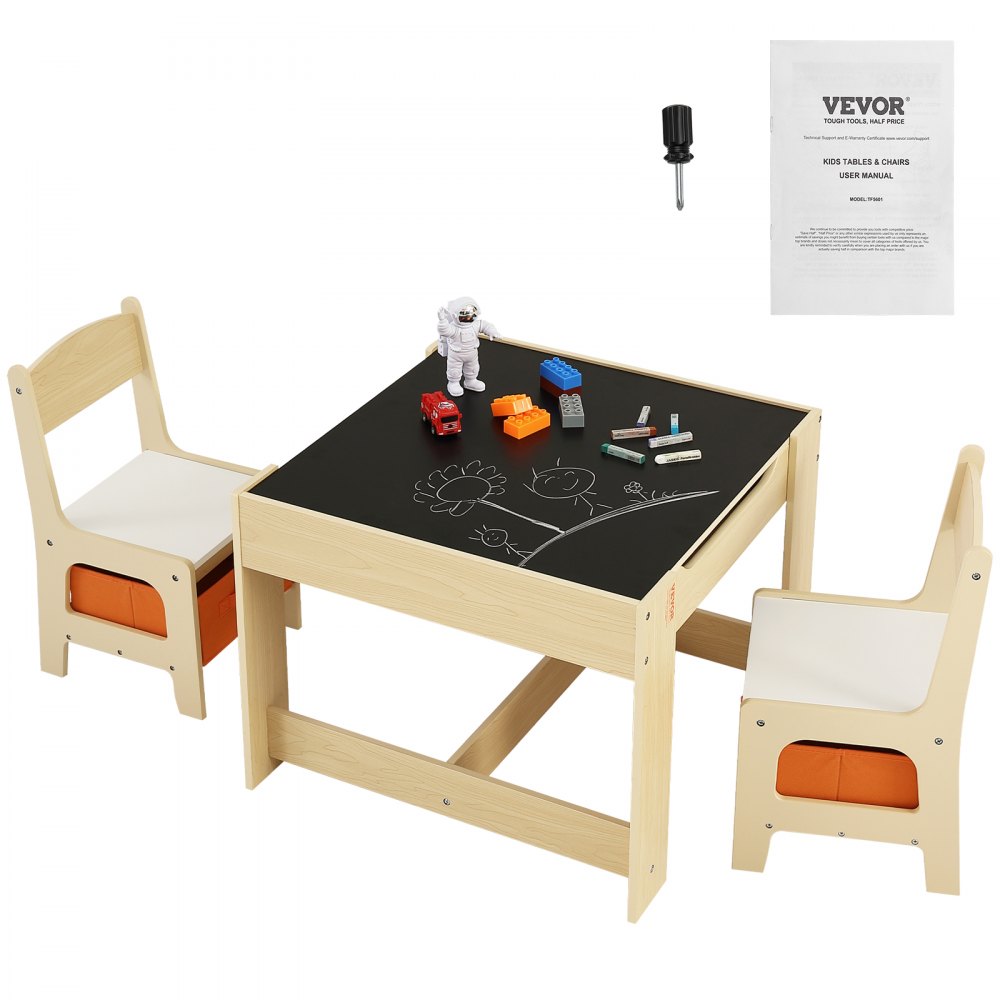 TF5601 - Durable 24"x24" Kids Table & Chair Set with Storage, 10.5" Seat Height