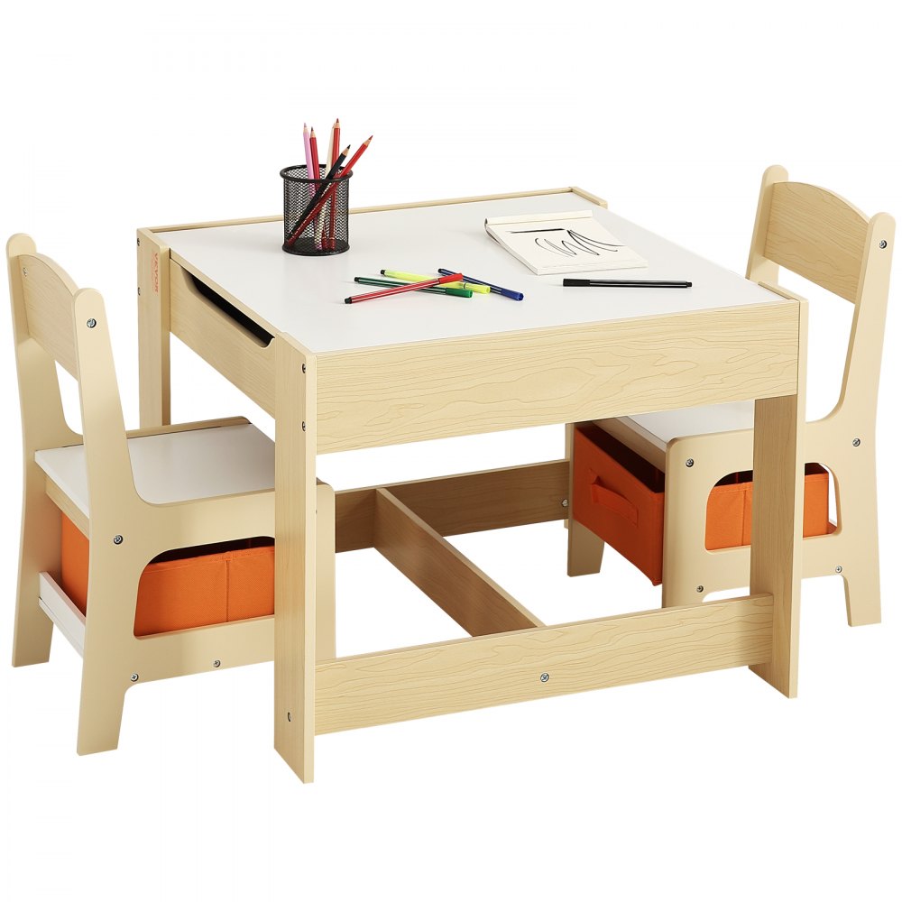 TF5601 - Durable 24"x24" Kids Table & Chair Set with Storage, 10.5" Seat Height
