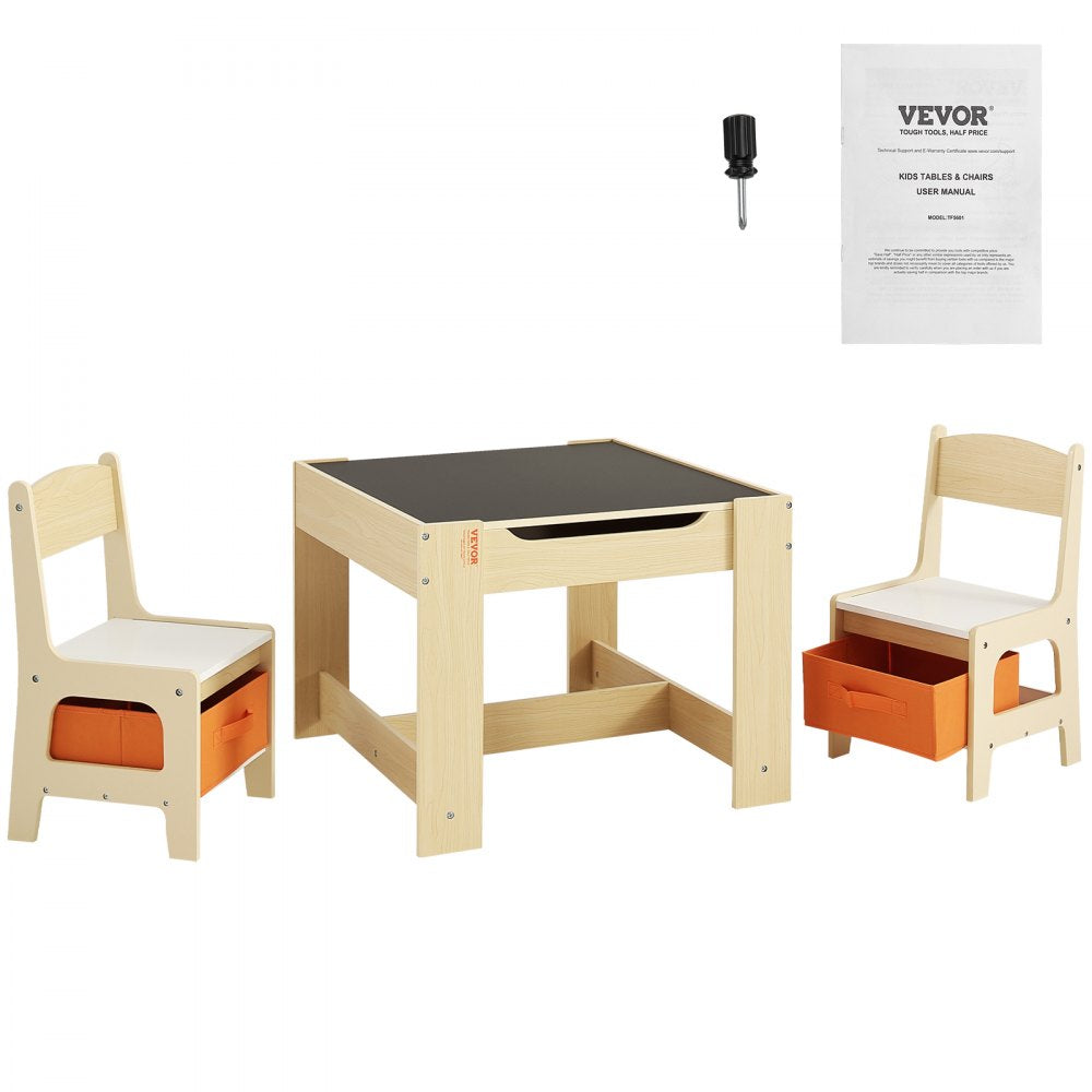 TF5601 - Durable 24"x24" Kids Table & Chair Set with Storage, 10.5" Seat Height