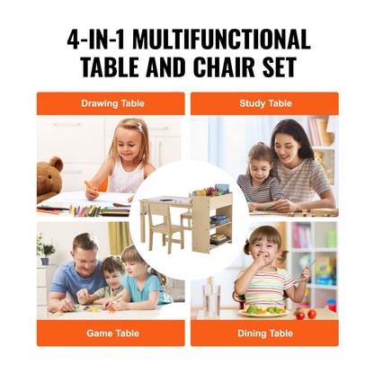 TF13066 - VEVOR Kids Art Table Set, 31.3" Light Wood with 2 Chairs
