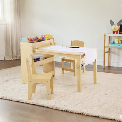 TF13066 - VEVOR Kids Art Table Set, 31.3" Light Wood with 2 Chairs
