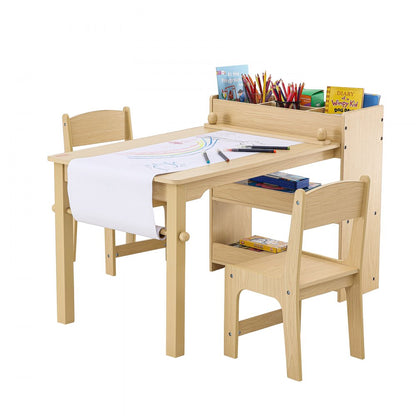 TF13066 - VEVOR Kids Art Table Set, 31.3" Light Wood with 2 Chairs