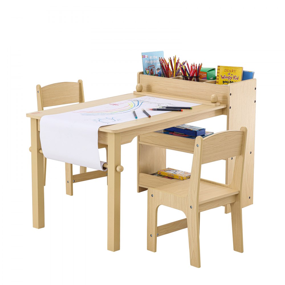 TF13066 - VEVOR Kids Art Table Set, 31.3" Light Wood with 2 Chairs