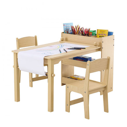 TF13066 - VEVOR Kids Art Table Set, 31.3" Light Wood with 2 Chairs