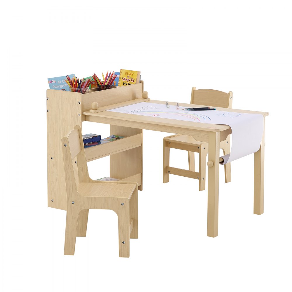 TF13066 - VEVOR Kids Art Table Set, 31.3" Light Wood with 2 Chairs