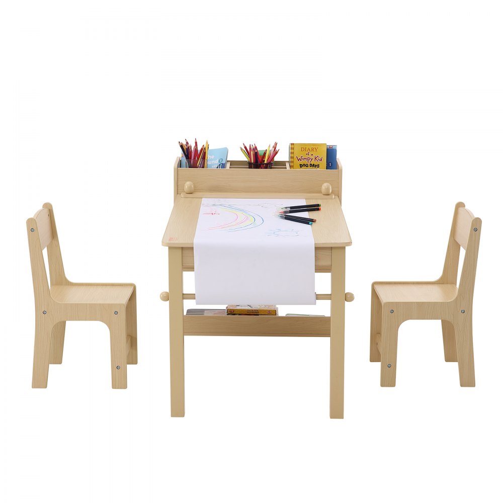 TF13066 - VEVOR Kids Art Table Set, 31.3" Light Wood with 2 Chairs