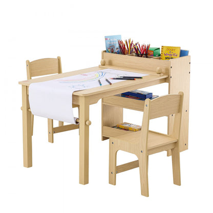 TF13066 - VEVOR Kids Art Table Set, 31.3" Light Wood with 2 Chairs