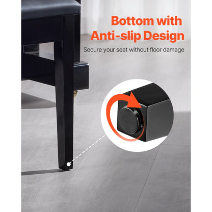 SUE-4 - 13.78" Wooden Piano Bench with Storage & Anti-Slip Design