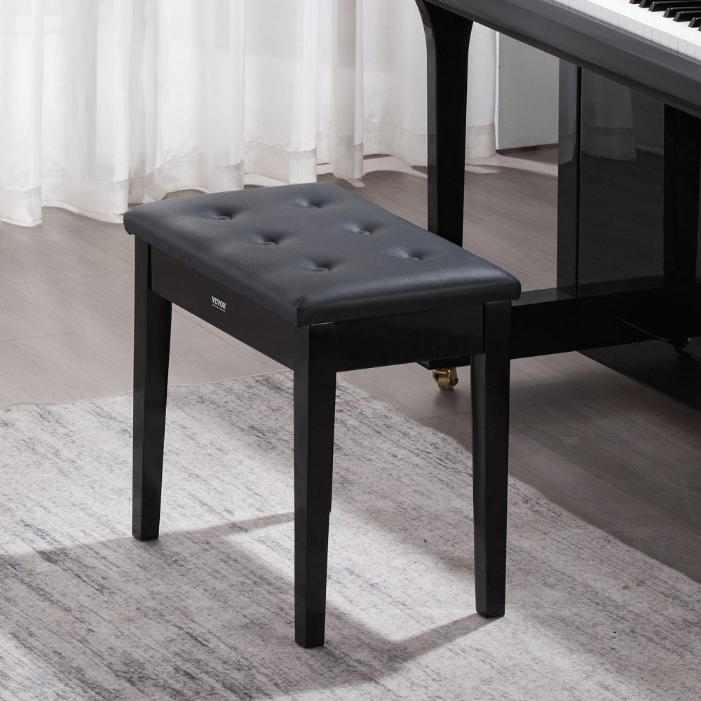 SUE-4 - 13.78" Wooden Piano Bench with Storage & Anti-Slip Design