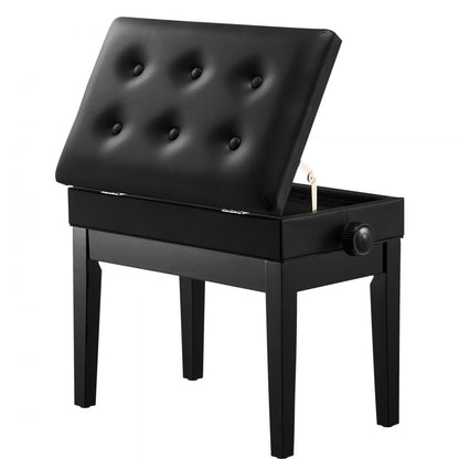 SUB-2 - Adjustable Wooden Piano Bench with Storage, 19.3"-22.8" Height