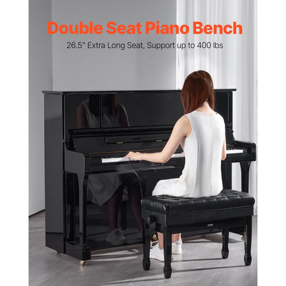 SUD-7 - Adjustable Duet Piano Bench, 26.5" Padded Seat, 400 lbs Capacity