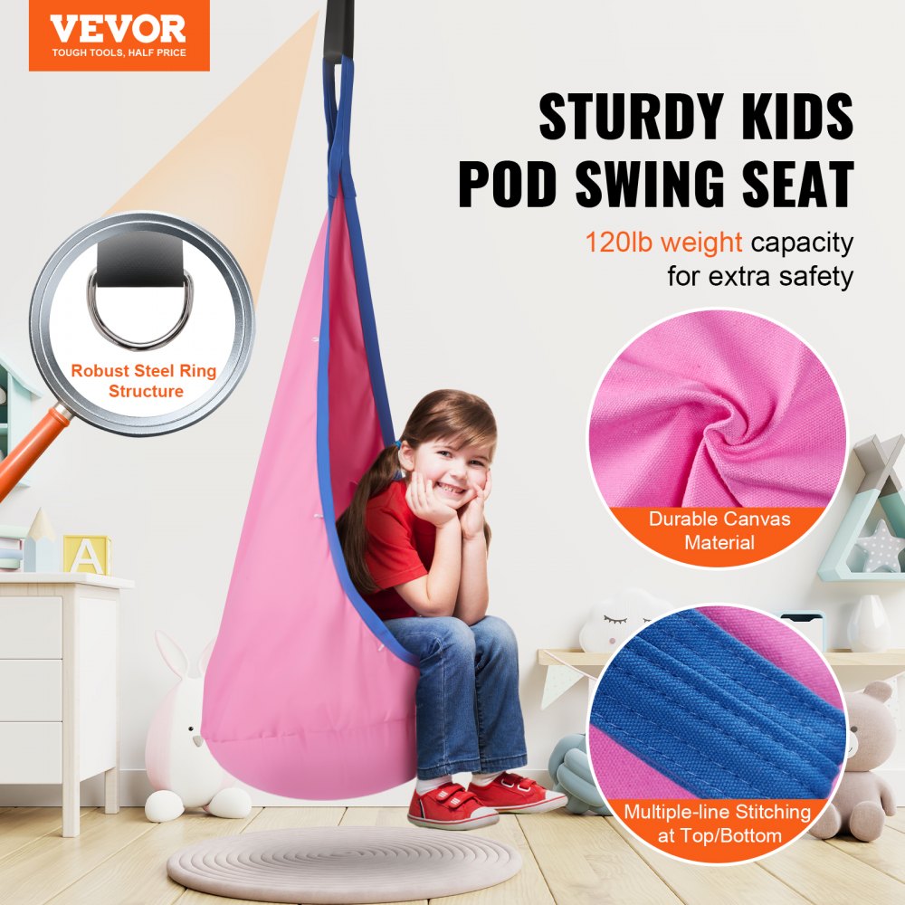 LYY009 - Cozy Cotton Kids Pod Swing Seat with Inflatable Cushion