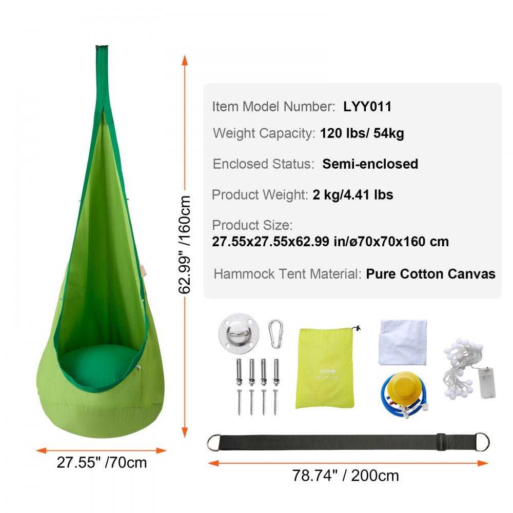 LYY011 - Cozy Kids Pod Swing Chair with LED Lights, Supports 120 lbs