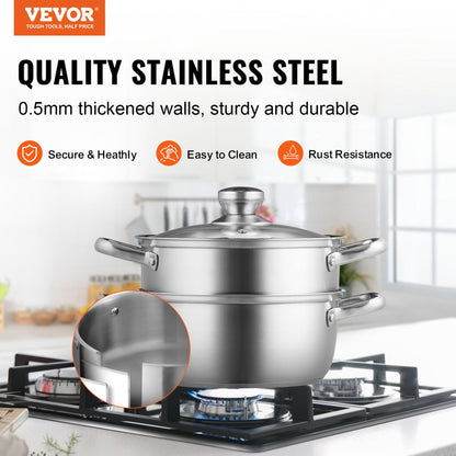 010302855738 - 3QT Stainless Steel Steamer Pot for Efficient Cooking