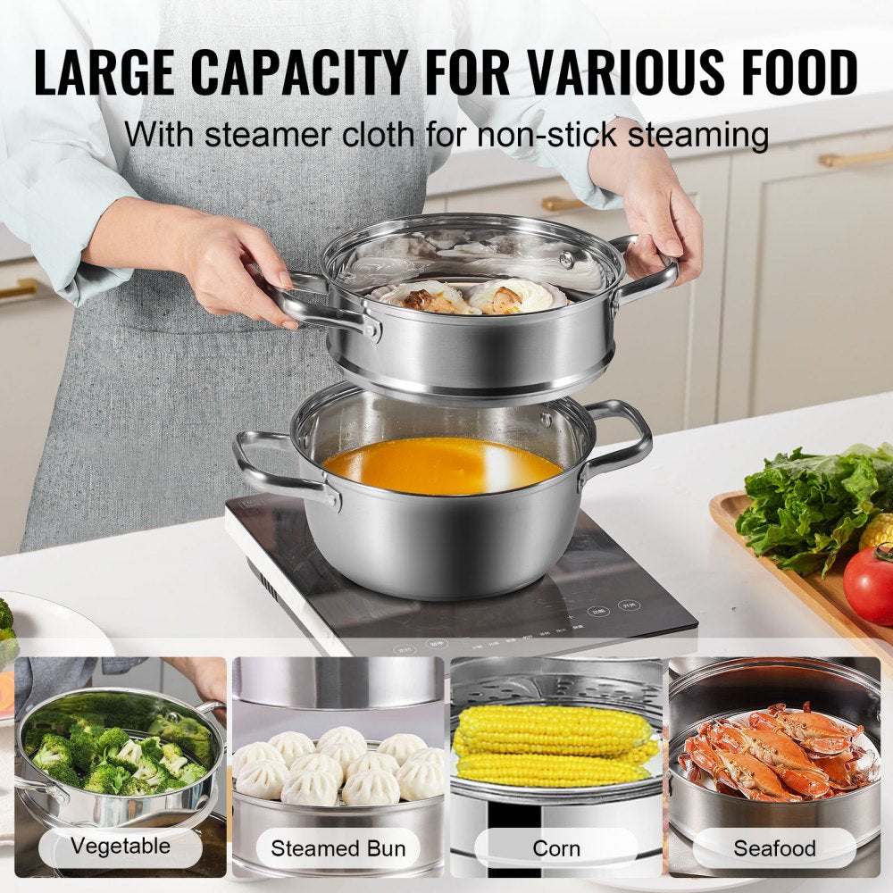 010302855738 - 3QT Stainless Steel Steamer Pot for Efficient Cooking