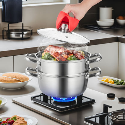 010302855738 - 3QT Stainless Steel Steamer Pot for Efficient Cooking