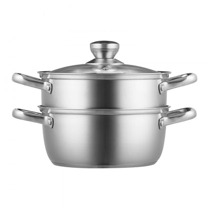 010969050736 - 5QT Stainless Steel Steamer Pot with Tempered Glass Lid