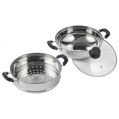 010975339452 - 11in VEVOR Stainless Steel Steamer Pot with Tempered Glass Lid