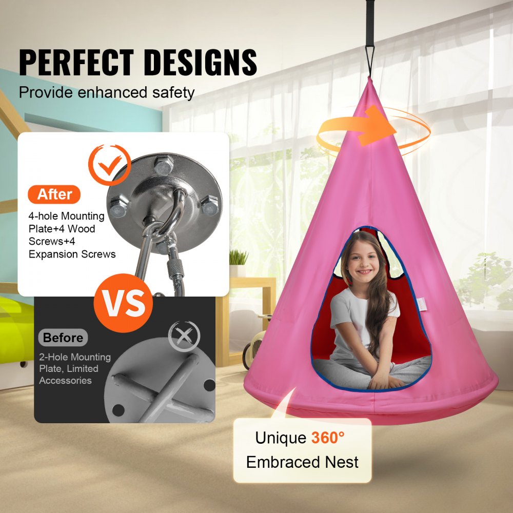 LYY006 - 32" Kids Swing Chair with Tent, Durable Oxford Fabric