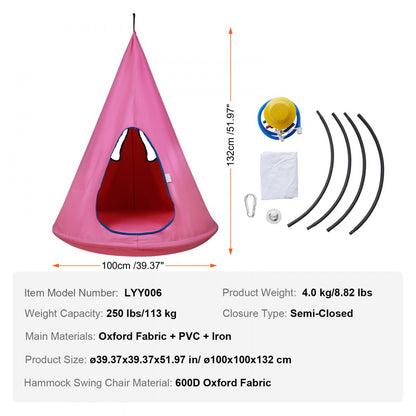 LYY006 - 32" Kids Swing Chair with Tent, Durable Oxford Fabric