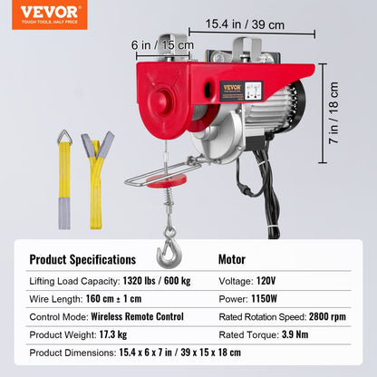 010976282700 - 1320 lbs Electric Hoist for Efficient Material Handling
