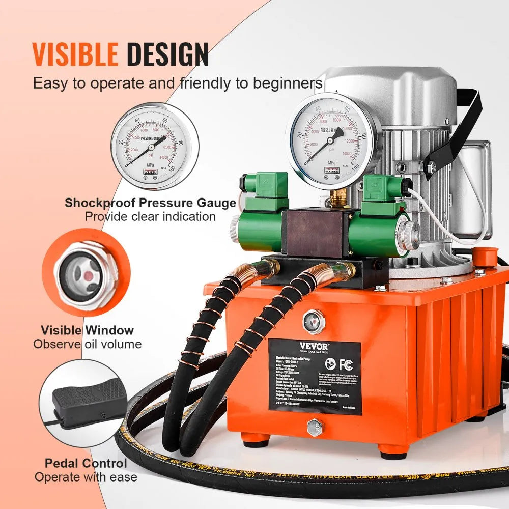 GYB-700AⅡ - 750W Electric Hydraulic Pump, 10,000 PSI Power