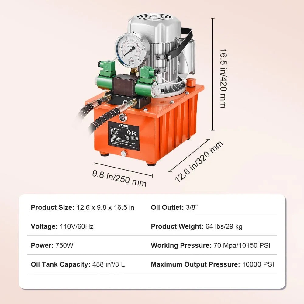 GYB-700AⅡ - 750W Electric Hydraulic Pump, 10,000 PSI Power