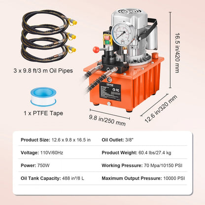 GYB-630BⅡ - High-Power VEVOR Electric Hydraulic Pump, 10,000 PSI, 750W