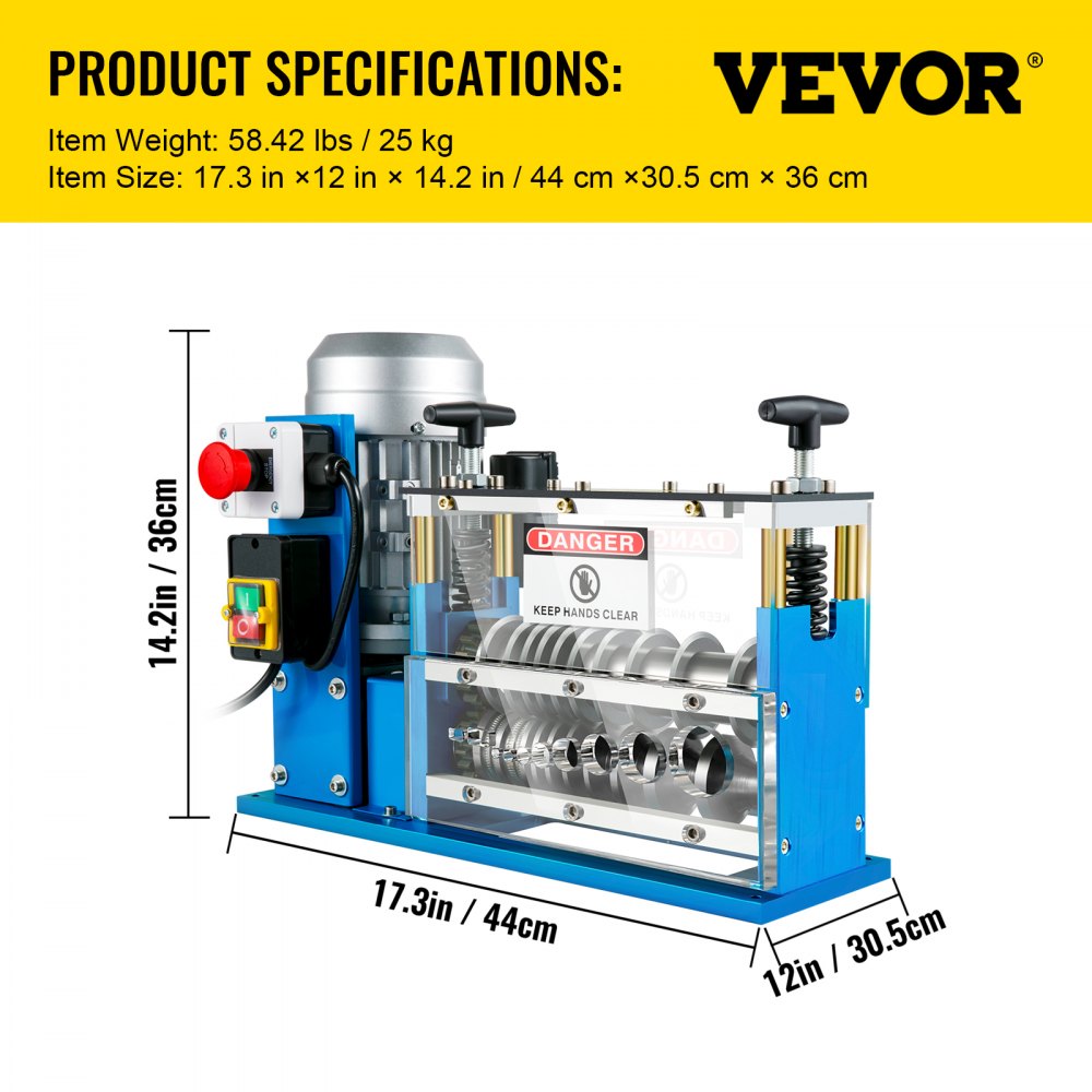 SMS-038 - Powerful Copper Wire Stripping Machine, 0.06-1.5" Capacity
