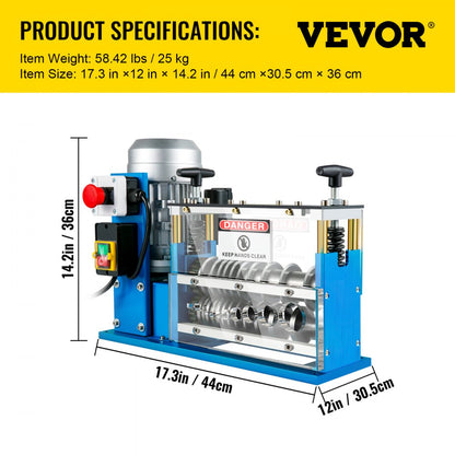 SMS-038 - Powerful Copper Wire Stripping Machine, 0.06-1.5" Capacity