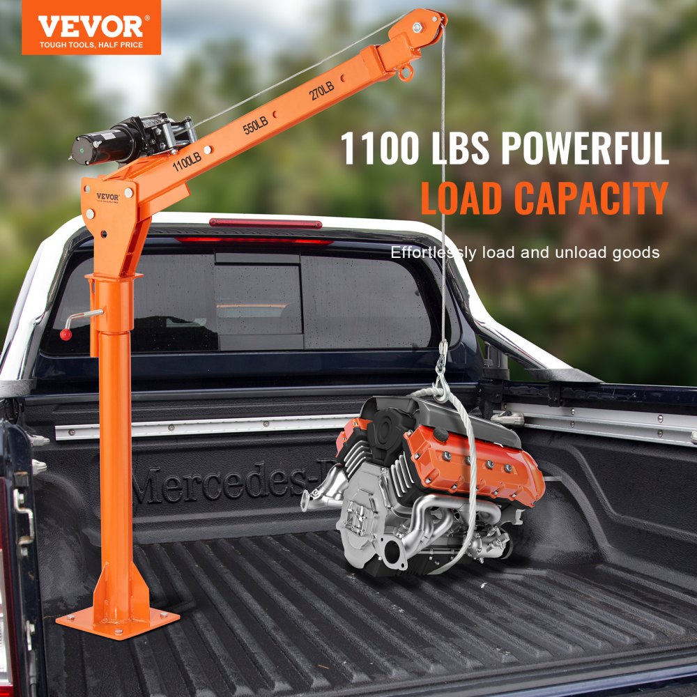 GZB80263-1100-12V - 1100 lbs VEVOR 360° Truck Crane Hoist with Adjustable Settings