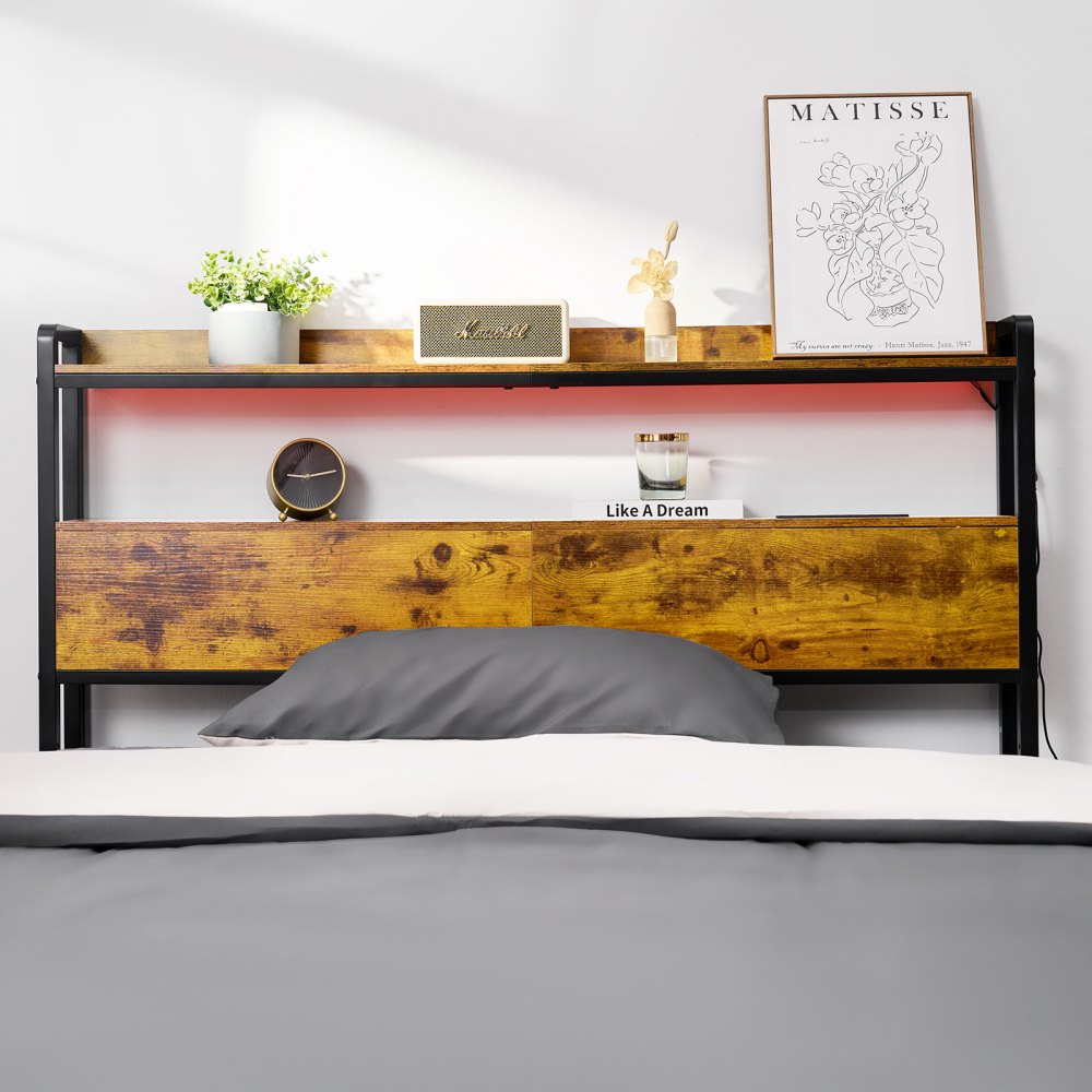 YJXCTJ-003 - Vintage Headboard with RGB Lights & Power Strips