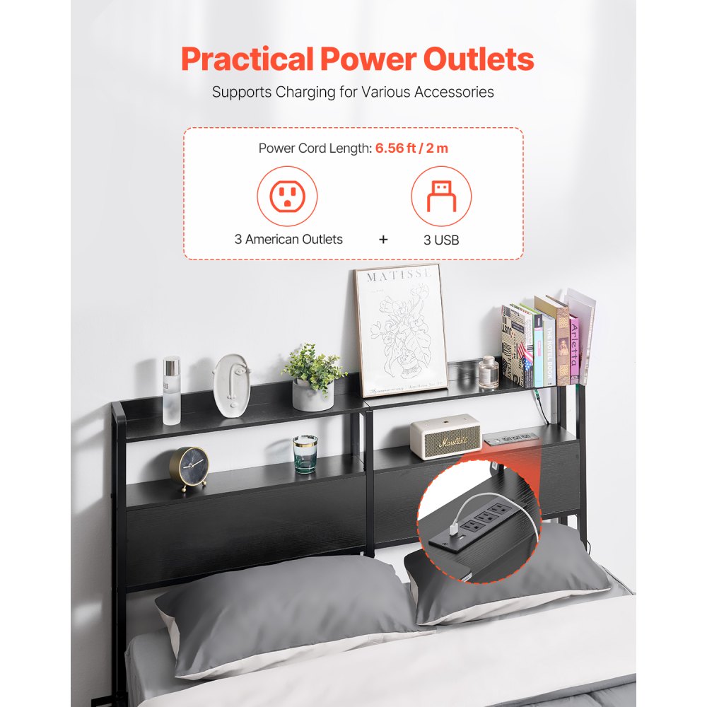 YJXCTJ-004 - Vintage Queen Headboard with Power Strips & RGB Lights