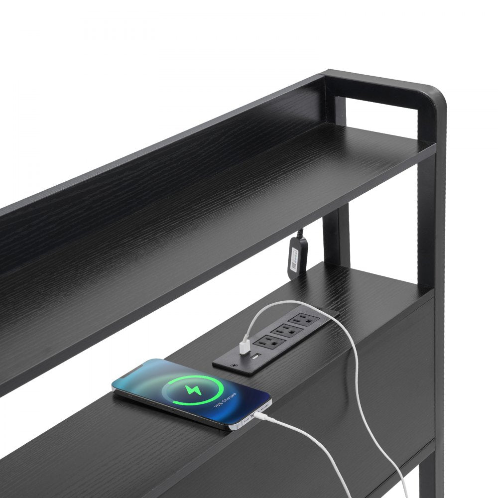 YJXCTJ-002 - Vintage Style King Headboard with LED Lights & Storage