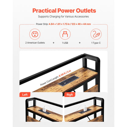 YJXCTJ-001 - Vintage King Headboard with Power Strips & Open Shelf