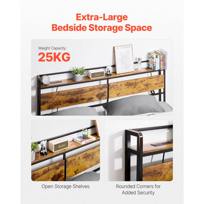 YJXCTJ-001 - Vintage King Headboard with Power Strips & Open Shelf