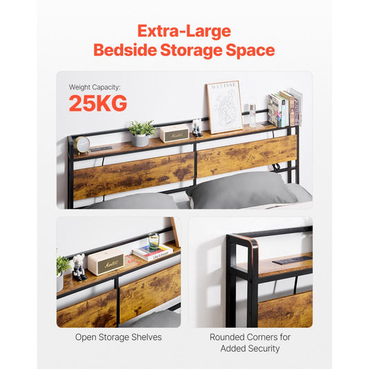 YJXCTJ-001 - Vintage King Headboard with Power Strips & Open Shelf