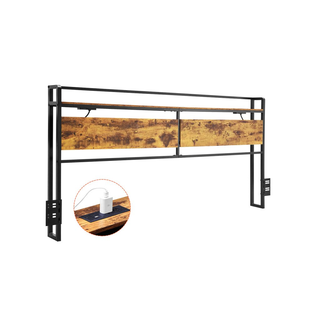YJXCTJ-001 - Vintage King Headboard with Power Strips & Open Shelf