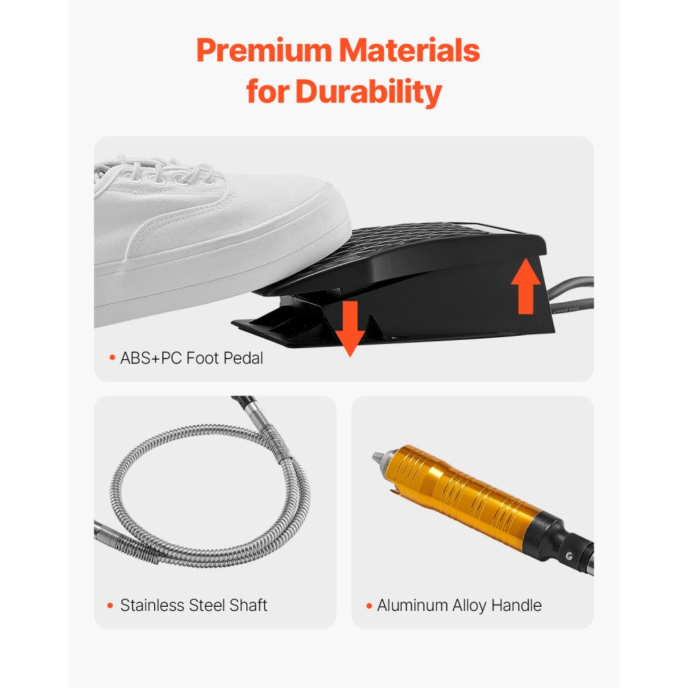 JHDMJMNA0 - 1000W Flex Shaft Grinder with 35-Inch Shaft & Pedal Control