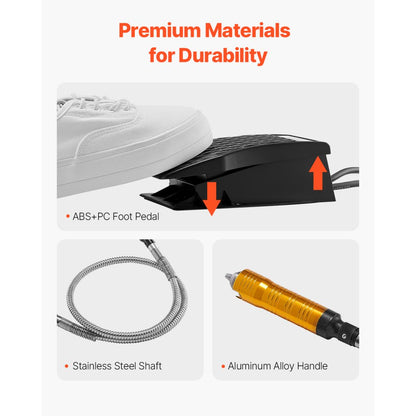 JHDMJMNA0 - 1000W Flex Shaft Grinder with 35-Inch Shaft & Pedal Control