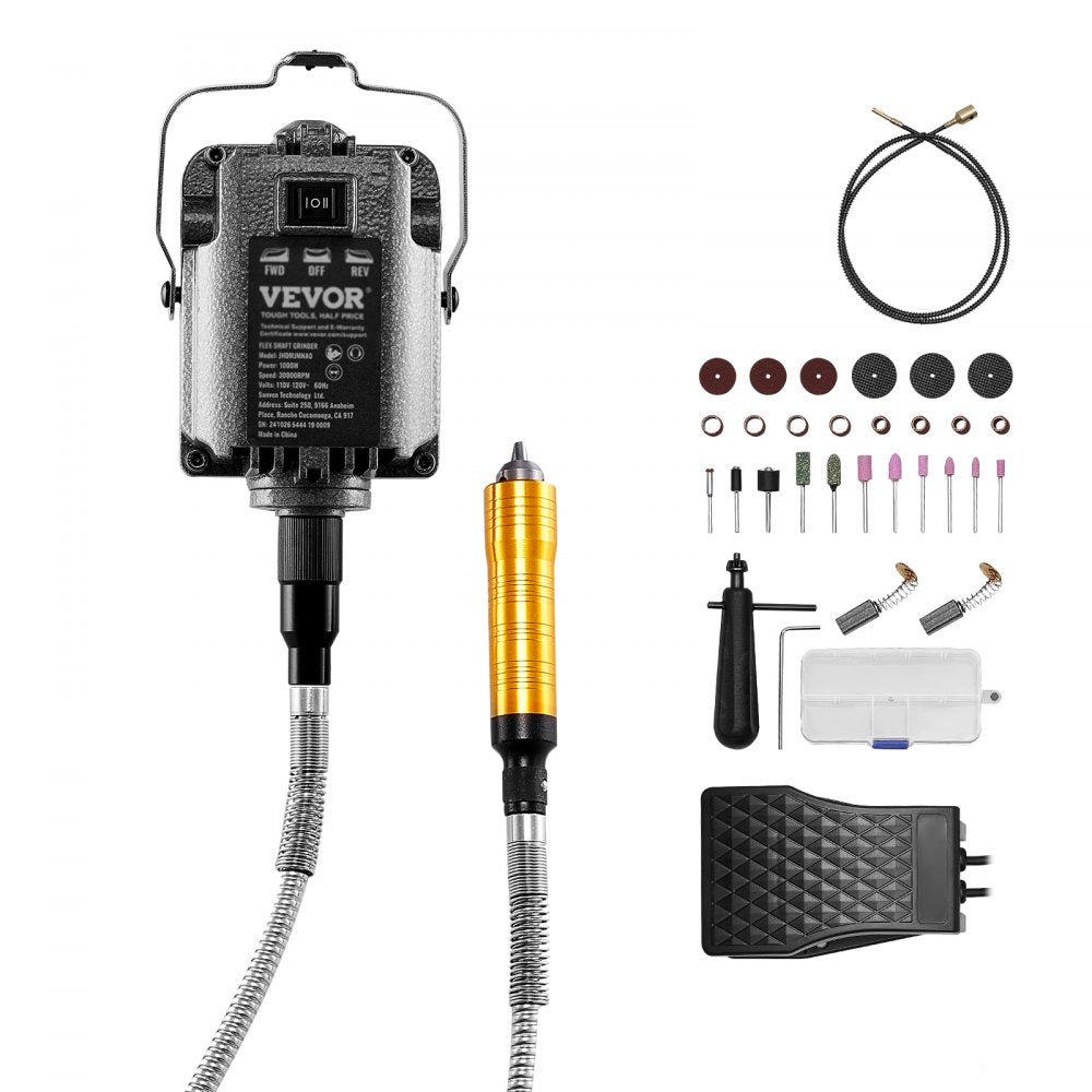 JHDMJMNA0 - 1000W Flex Shaft Grinder with 35-Inch Shaft & Pedal Control