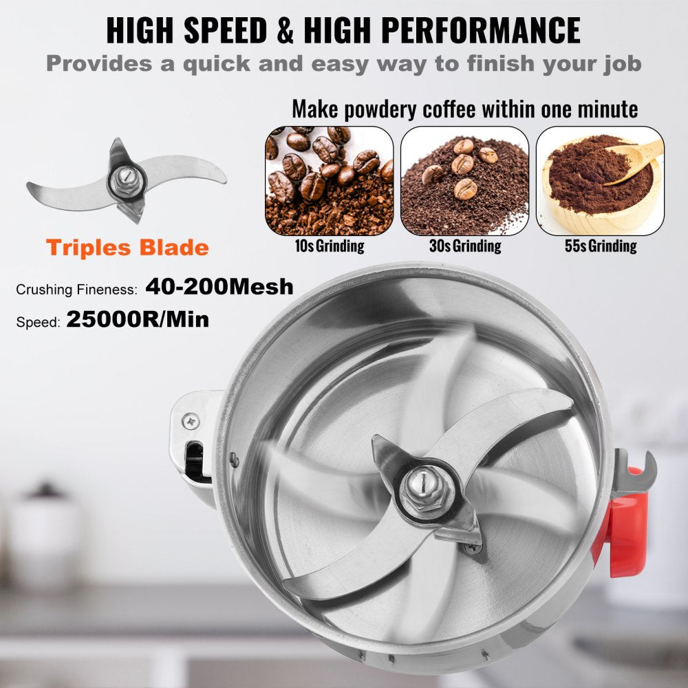 XZ-4A - 1900W Stainless Steel Electric Grain Mill for Fast Grinding