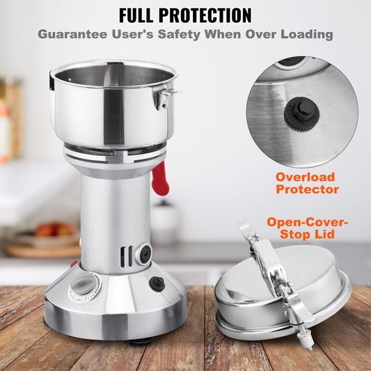 XZ-4A - 1900W Stainless Steel Electric Grain Mill for Fast Grinding