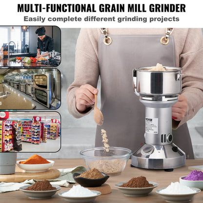XZ-4A - 1900W Stainless Steel Electric Grain Mill for Fast Grinding