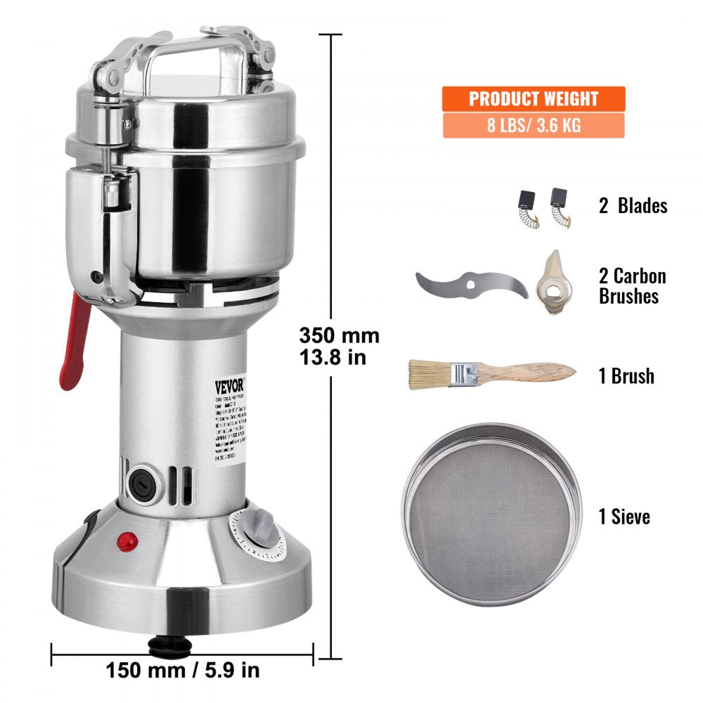 XZ-4A - 1900W Stainless Steel Electric Grain Mill for Fast Grinding