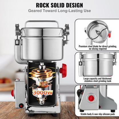 HC-1000Y - 1000g Stainless Steel Spice Grinder with 3000W Power